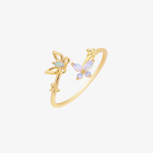 Smoky topaz moonstone butterfly ring by Nabi London