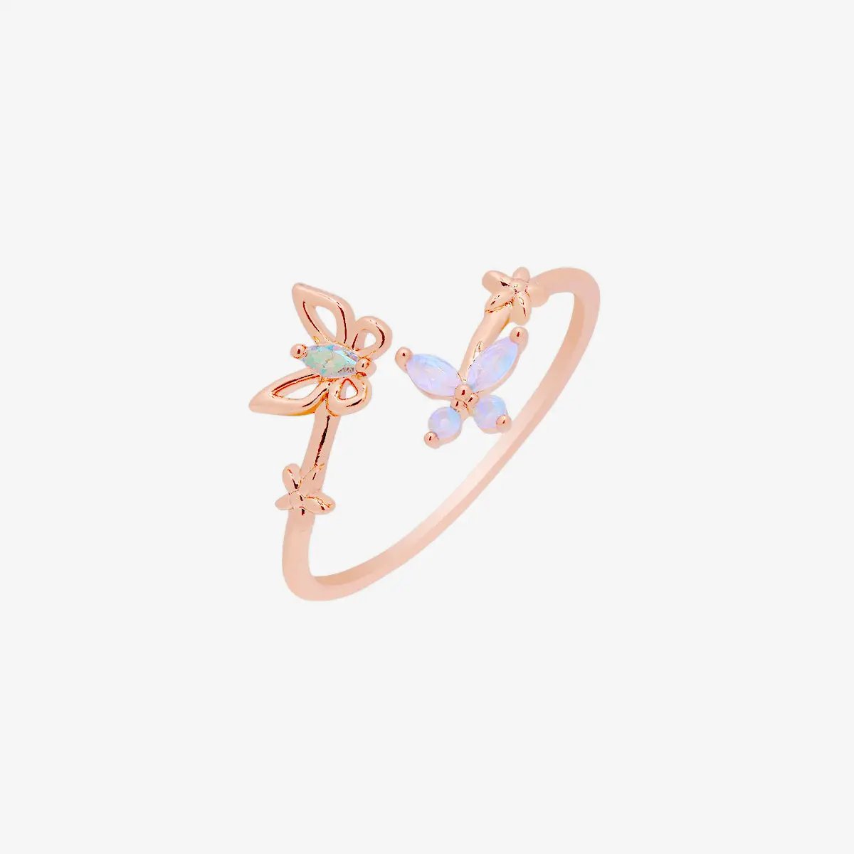 Smoky topaz moonstone butterfly ring by Nabi London