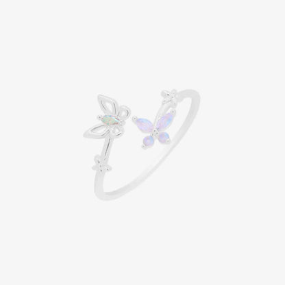 Smoky topaz moonstone butterfly ring by Nabi London