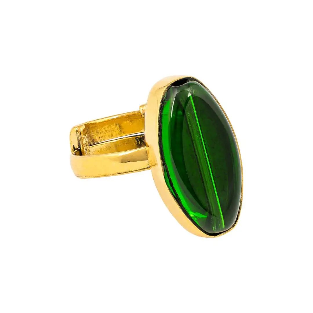 Tena Recycled Brass & Glass Adjustable Ring by Paguro Upcycle