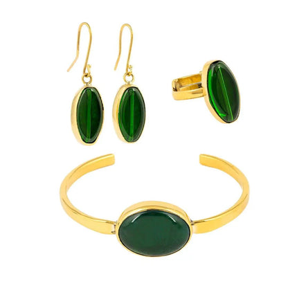 Tena Recycled Brass & Glass Adjustable Ring by Paguro Upcycle