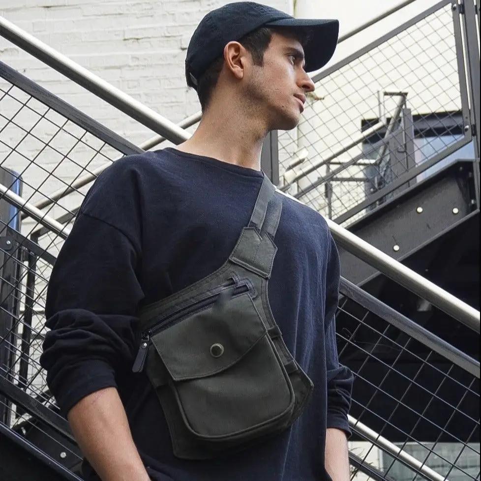 Donald Recycled Canvas Vegan Crossbody Bag by Paguro Upcycle