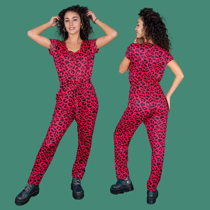The Breastfeeding Jumpsuit - Red Leopard by Stylish Mum