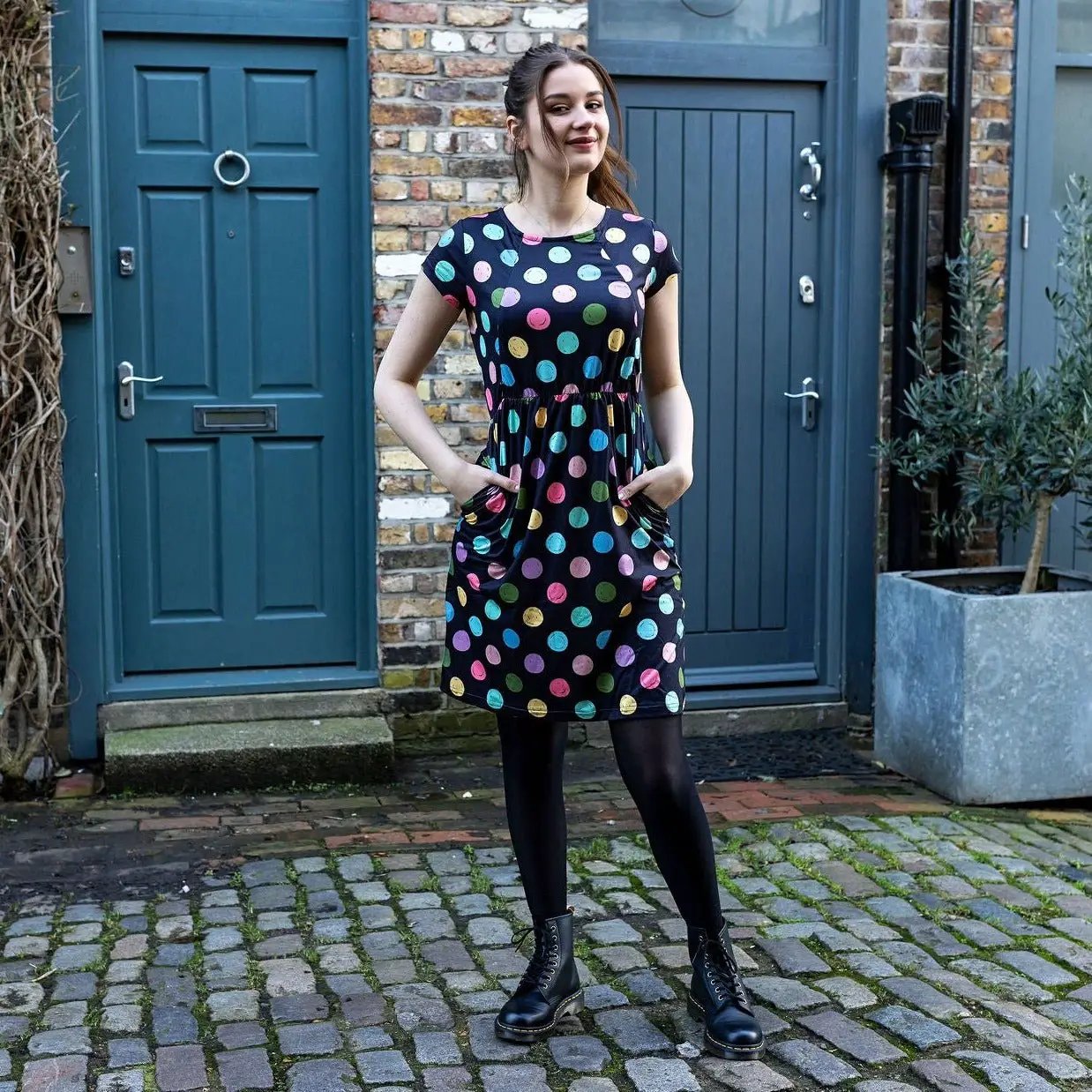 The Knee Length Breastfeeding Dress - Shona Spot by Stylish Mum
