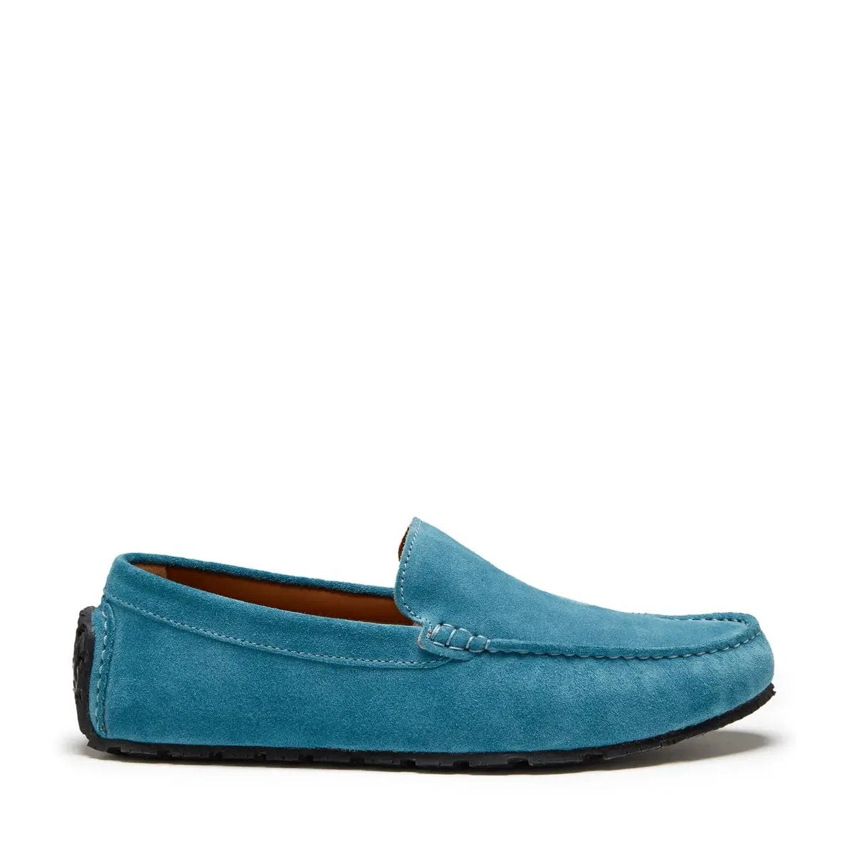 Tyre Sole Driving Loafers, petrol blue suede by Hugs & Co.