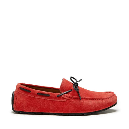 Tyre Sole Laced Driving Loafers, red suede by Hugs & Co.