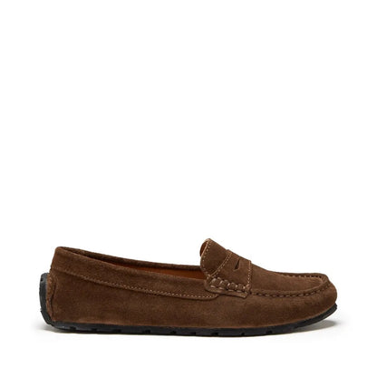 Women's Tyre Sole Penny Loafers, brown suede by Hugs & Co.