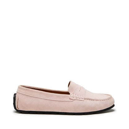 Women's Tyre Sole Penny Loafers, ice pink suede by Hugs & Co.