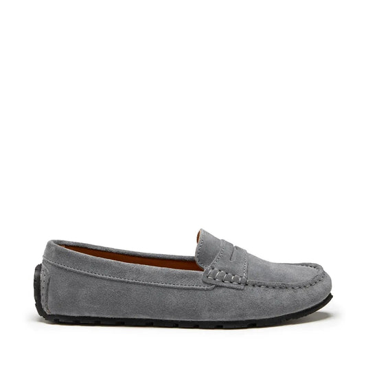 Women's Tyre Sole Penny Loafers, slate grey suede by Hugs & Co.