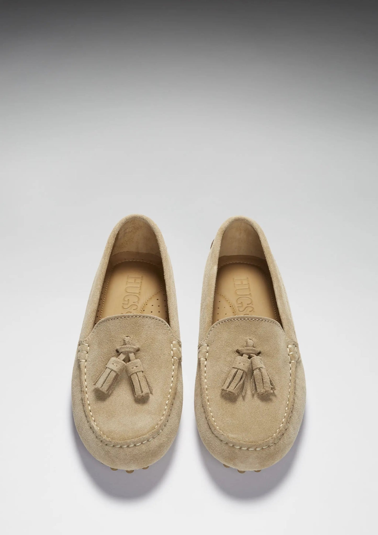 Women's Tasselled Driving Loafers, taupe suede by Hugs & Co.
