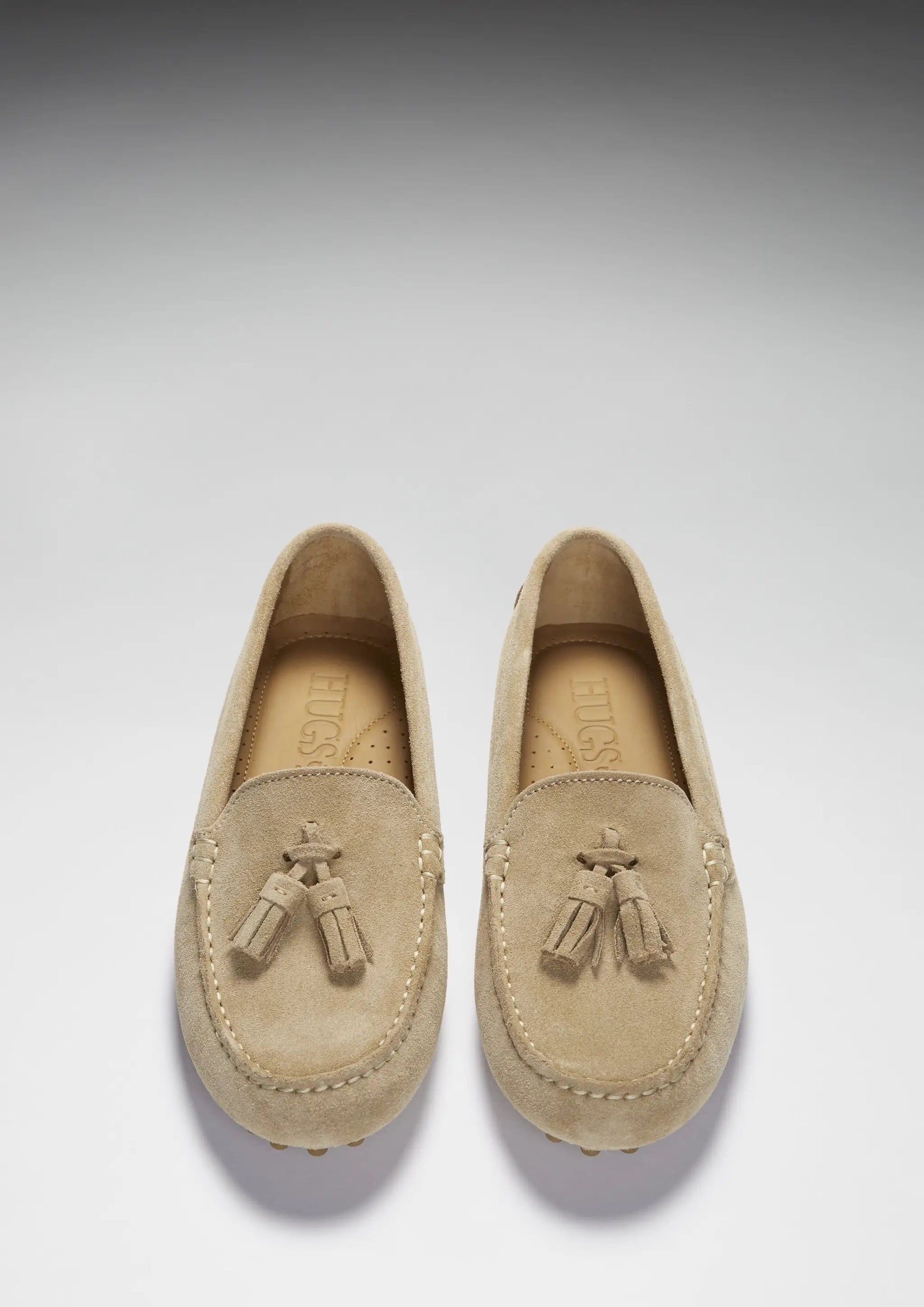 Women's Tasselled Driving Loafers, taupe suede by Hugs & Co.