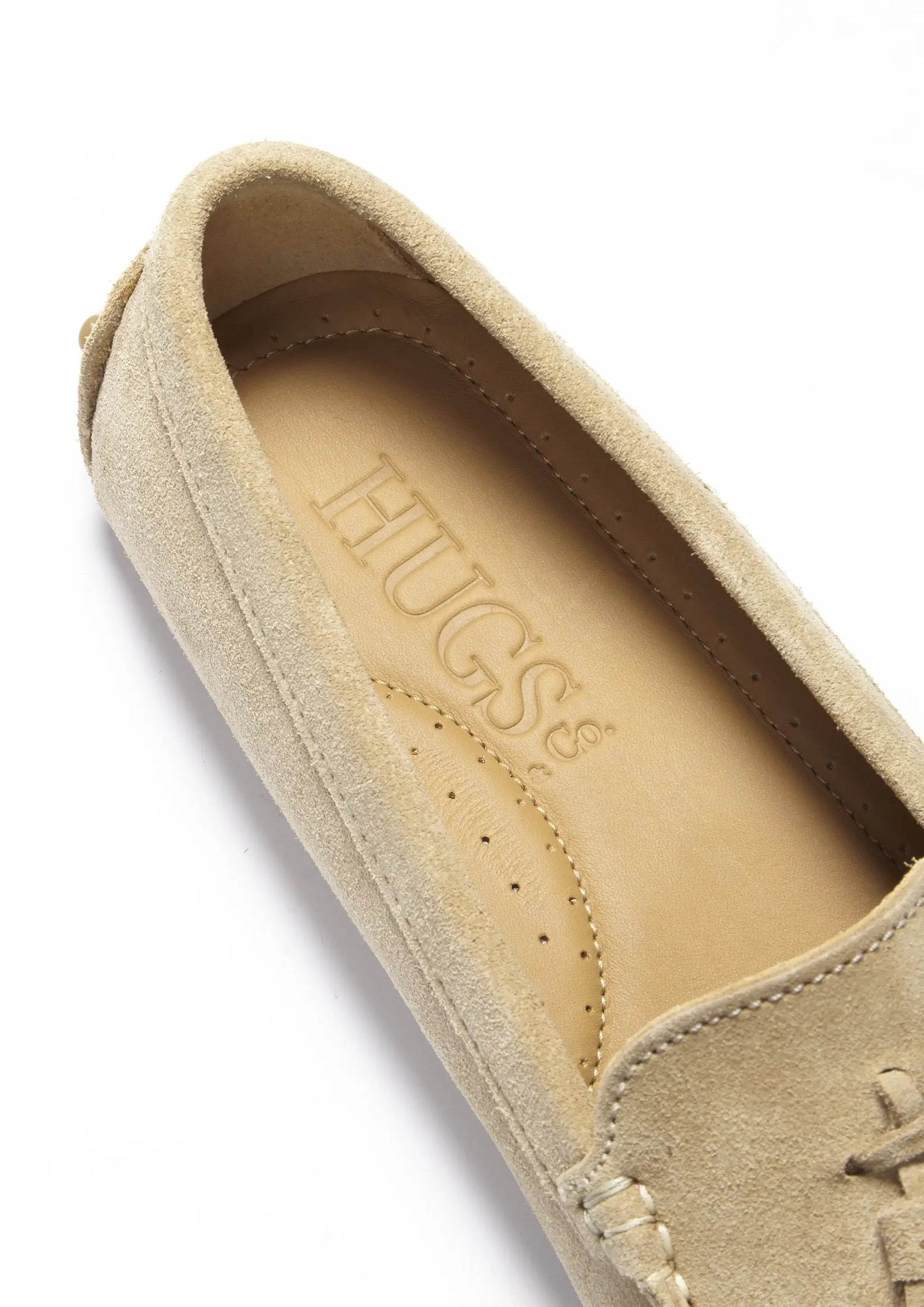 Women's Tasselled Driving Loafers, taupe suede by Hugs & Co.