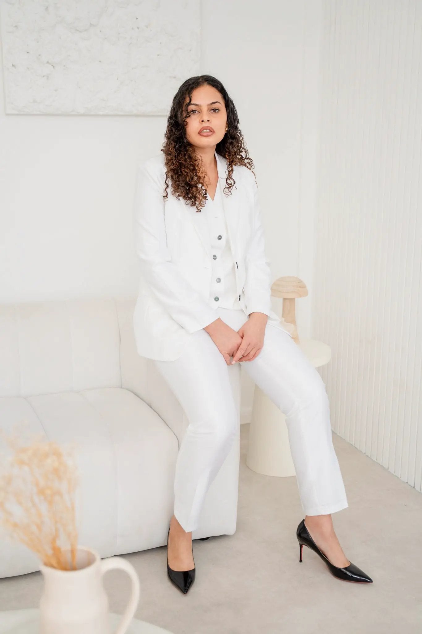 The snow white spark 3-piece pantsuit (UK size 12) by EDKAY COLLECTION UK
