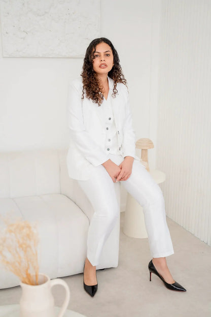 The snow white spark 3-piece pantsuit (UK size 12) by EDKAY COLLECTION UK