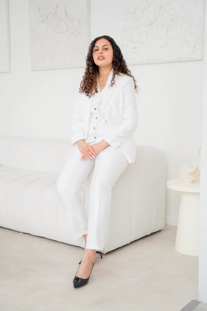 The snow white spark 3-piece pantsuit (UK size 12) by EDKAY COLLECTION UK