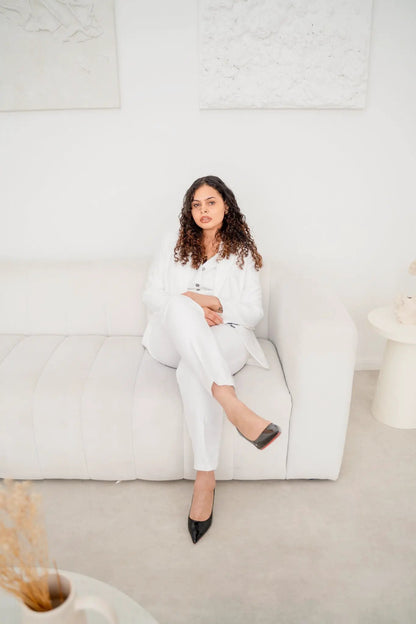 The snow white spark 3-piece pantsuit (UK size 12) by EDKAY COLLECTION UK