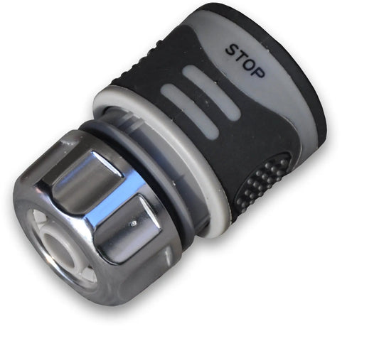 Female Hose Connector With Stop, 1/2" or 5/8" Hose, Grey by AP Supplies