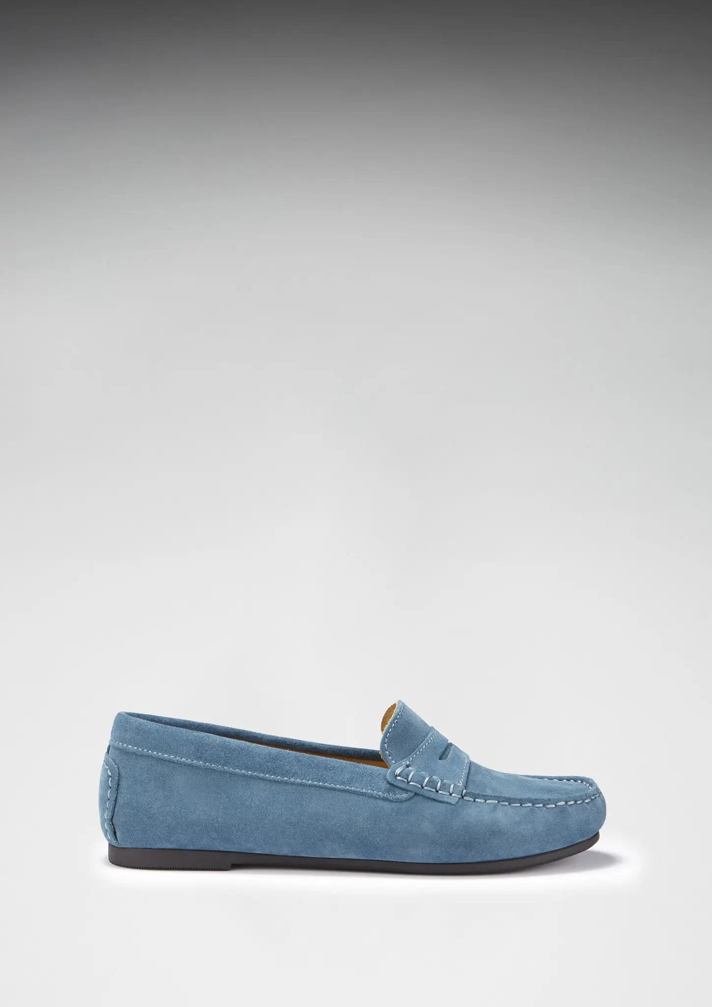 Women's Penny Driving Loafers Full Rubber Sole, teal suede by Hugs & Co.