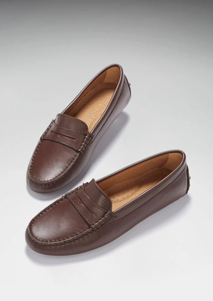 Women's Penny Driving Loafers, brown leather by Hugs & Co.