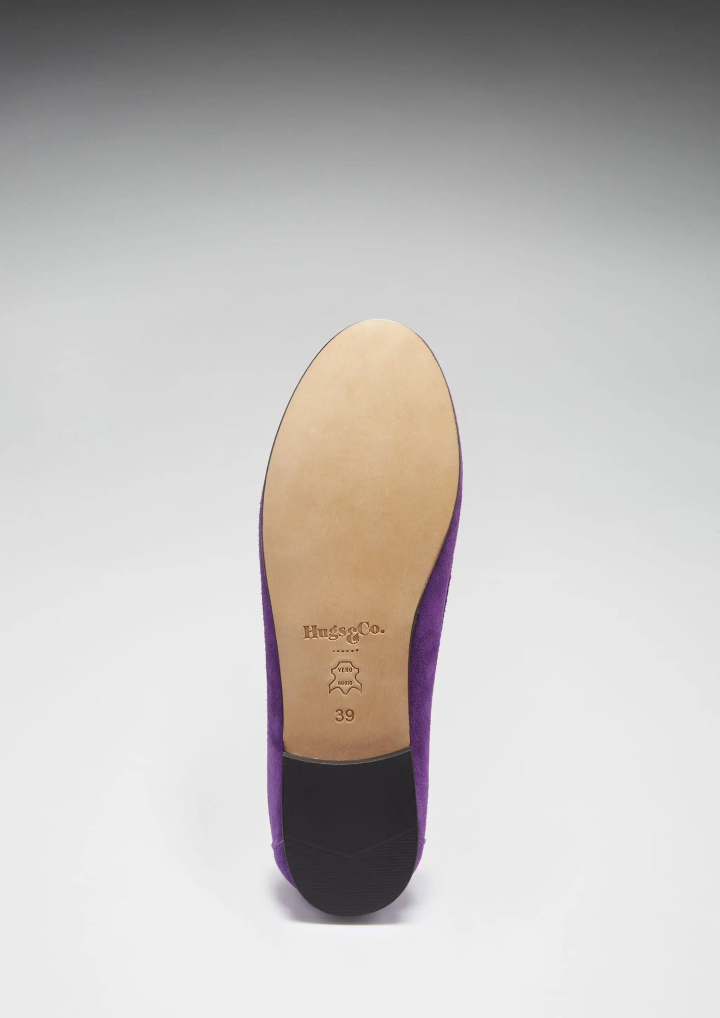 Women's Penny Loafers Leather Sole, purple suede by Hugs & Co.
