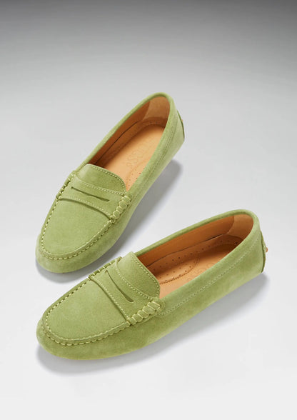 Women's Penny Driving Loafers, olive green by Hugs & Co.