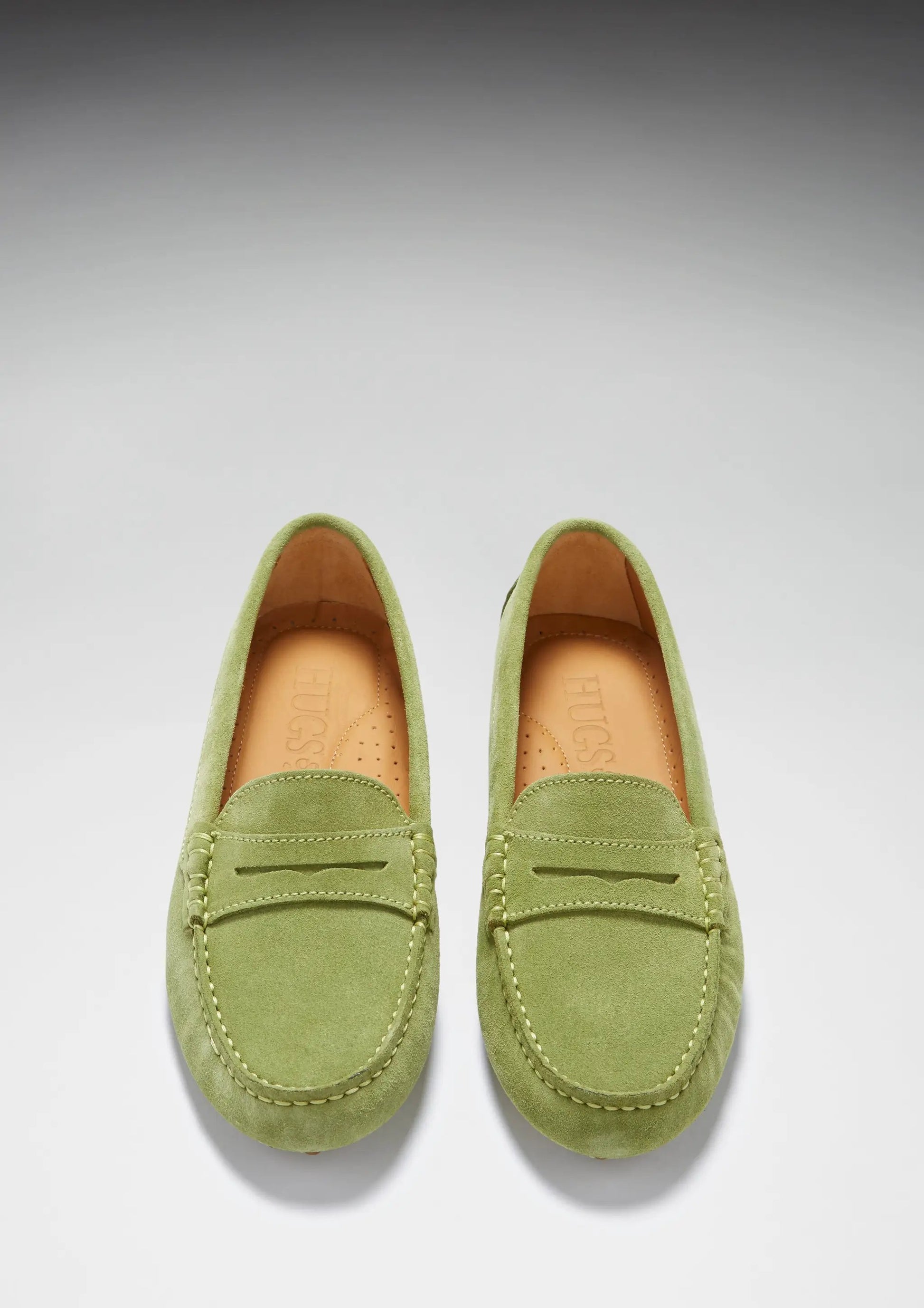 Women's Penny Driving Loafers, olive green by Hugs & Co.