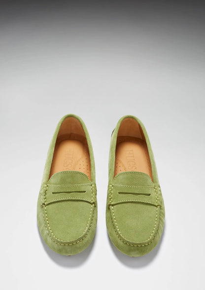Women's Penny Driving Loafers, olive green by Hugs & Co.