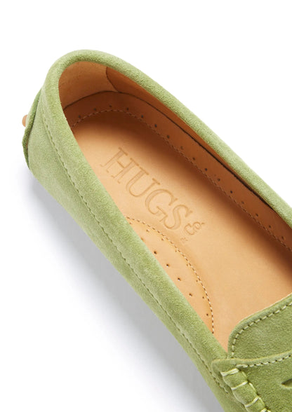 Women's Penny Driving Loafers, olive green by Hugs & Co.
