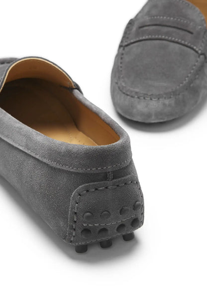 Women's Penny Driving Loafers, slate grey suede by Hugs & Co.