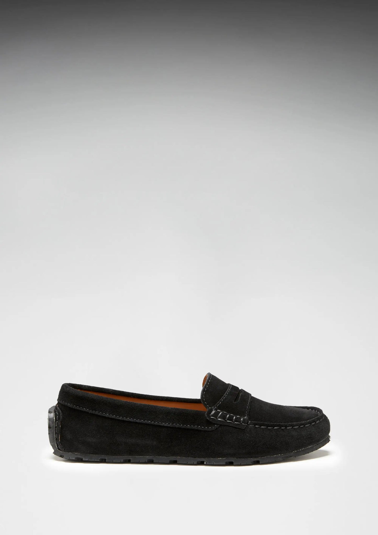 Women's Tyre Sole Penny Loafers, black suede by Hugs & Co.
