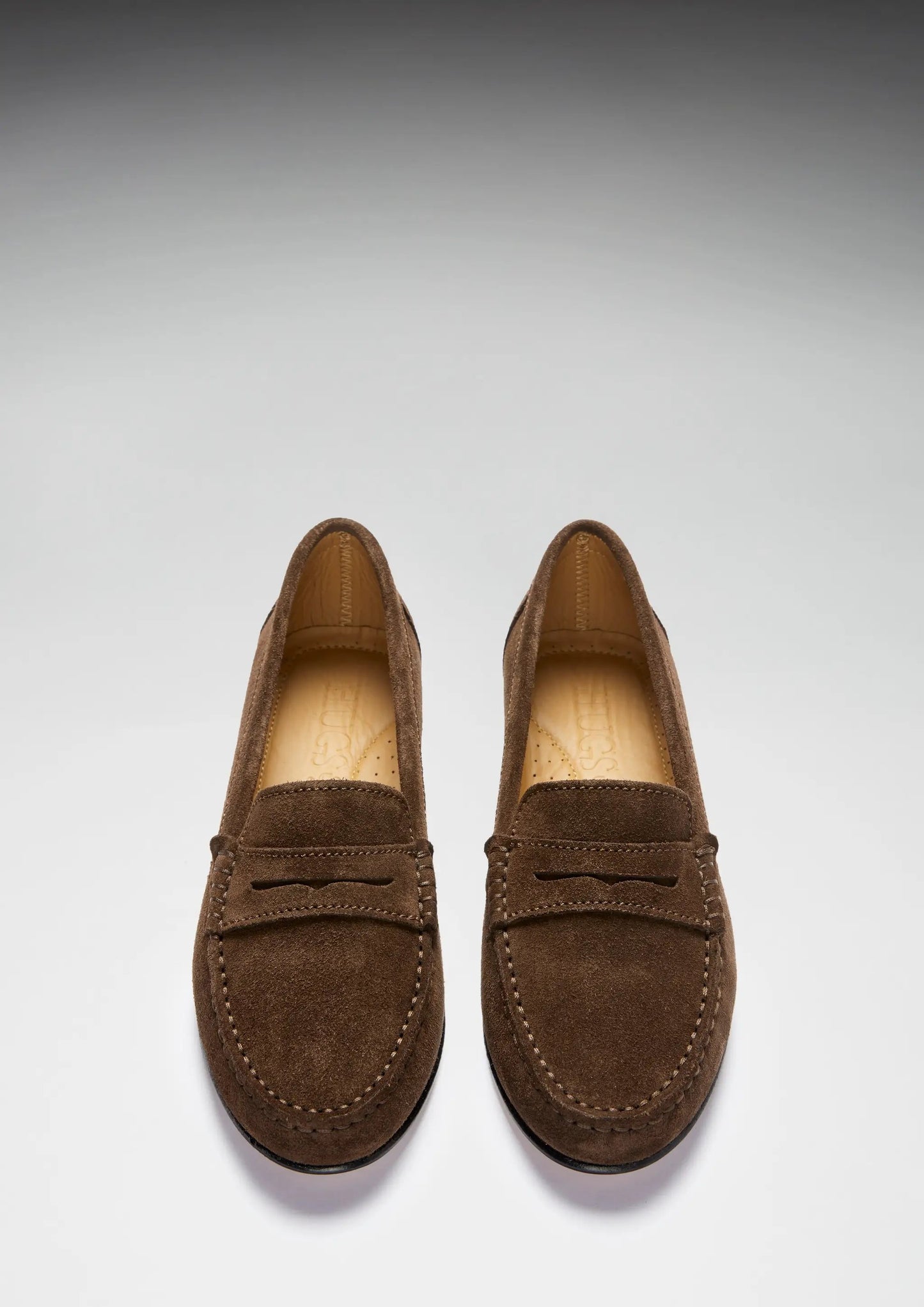 Women's Penny Loafers Leather Sole, brown suede by Hugs & Co.