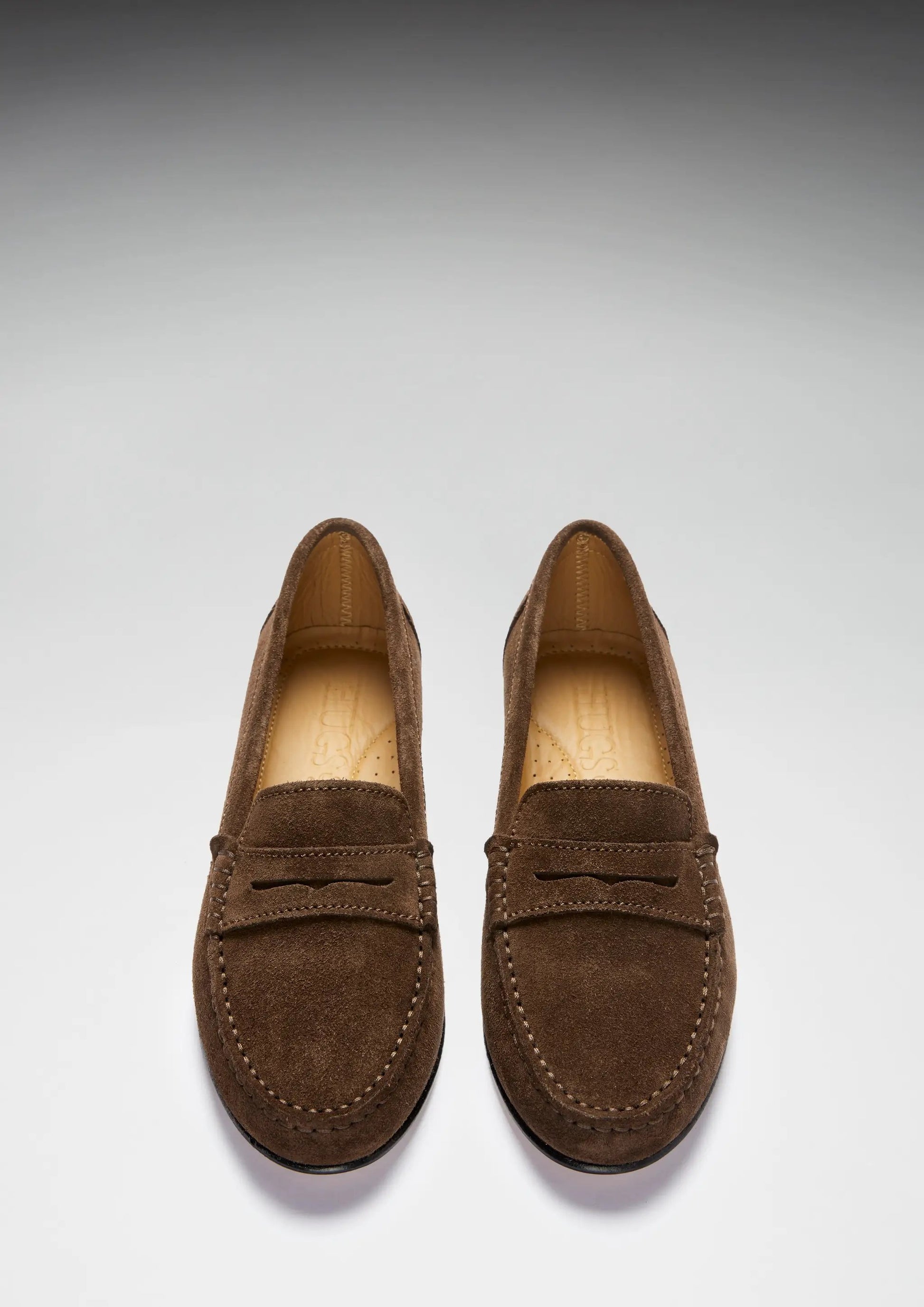 Women's Penny Loafers Leather Sole, brown suede by Hugs & Co.