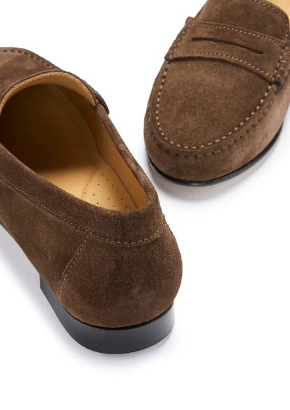 Women's Penny Loafers Leather Sole, brown suede by Hugs & Co.