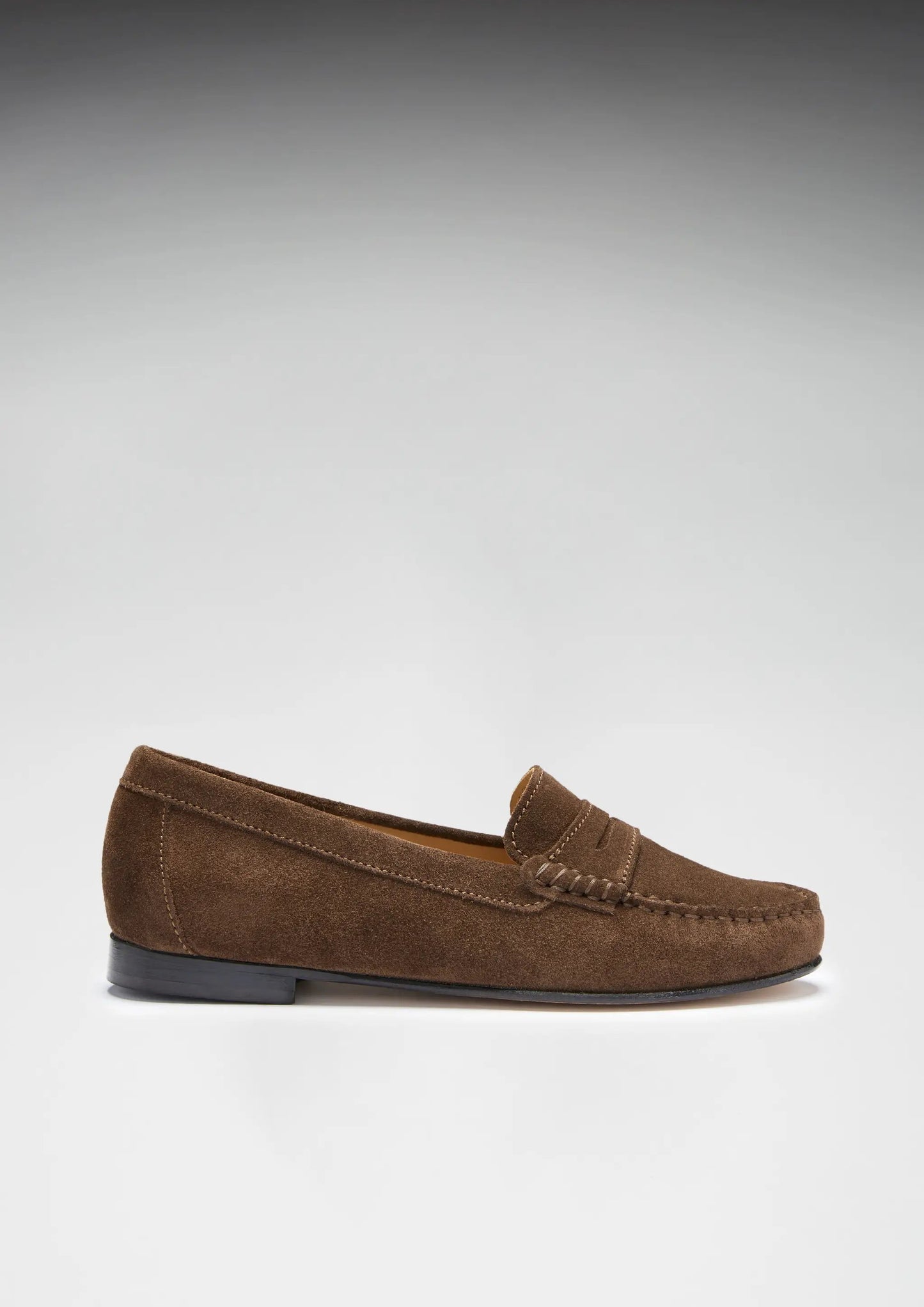 Women's Penny Loafers Leather Sole, brown suede by Hugs & Co.