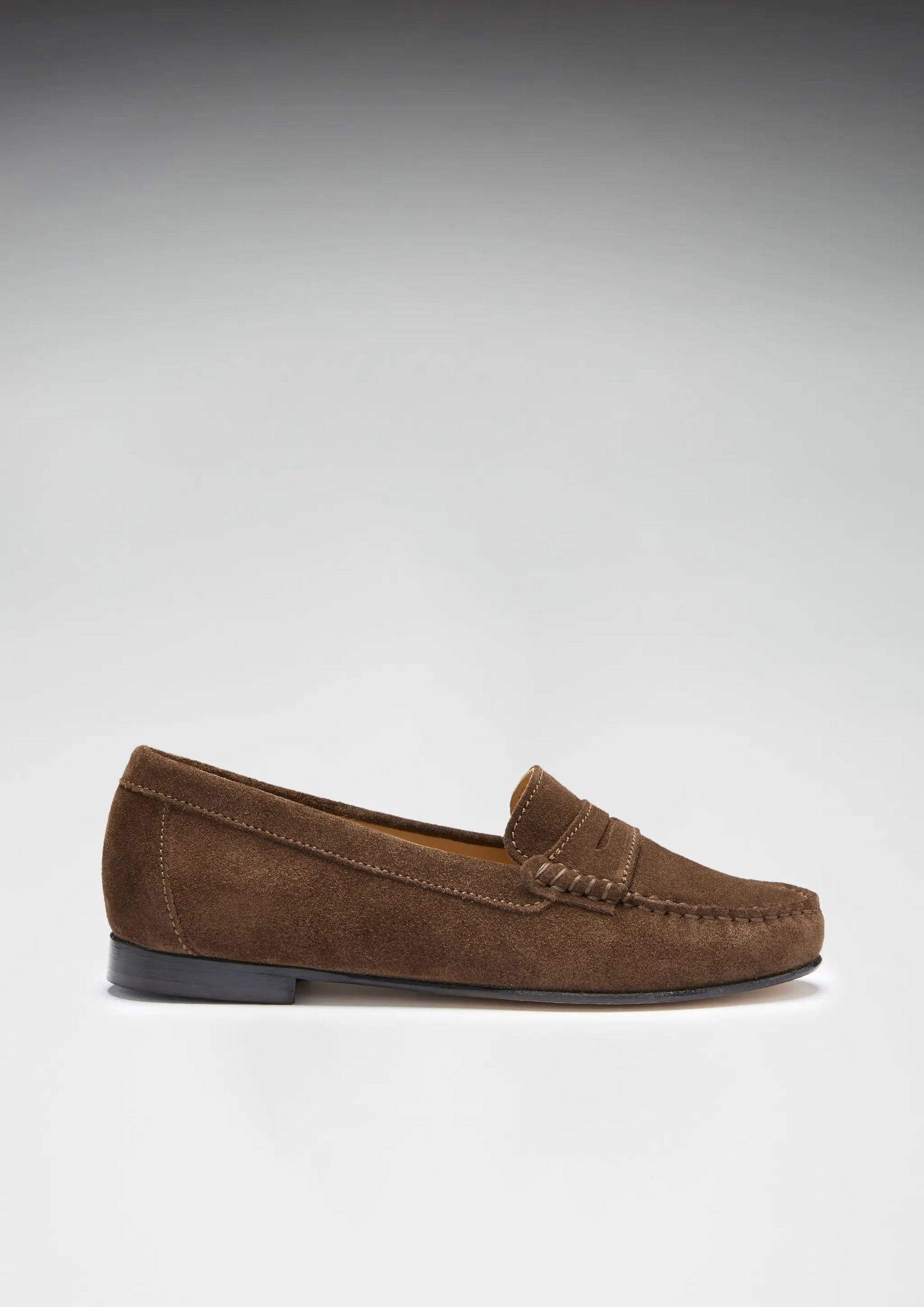 Women's Penny Loafers Leather Sole, brown suede by Hugs & Co.