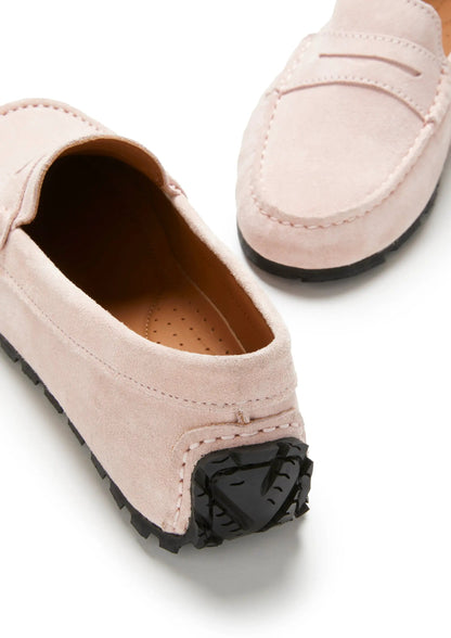 Women's Tyre Sole Penny Loafers, ice pink suede by Hugs & Co.