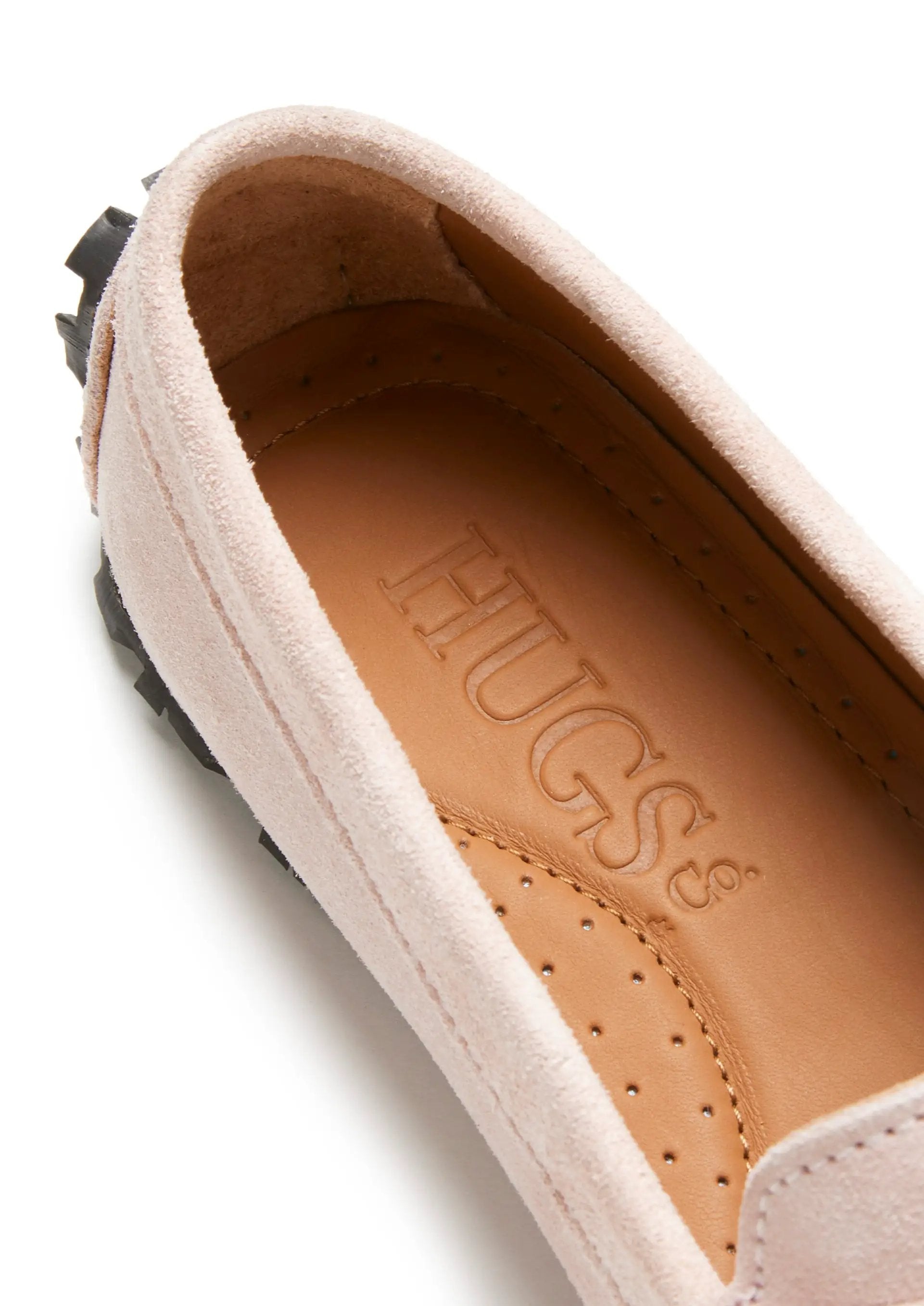 Women's Tyre Sole Penny Loafers, ice pink suede by Hugs & Co.