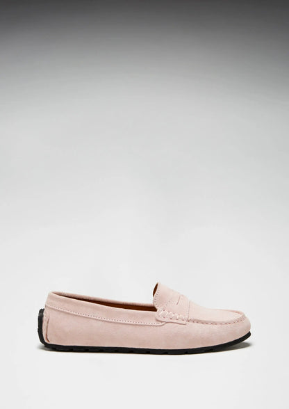 Women's Tyre Sole Penny Loafers, ice pink suede by Hugs & Co.