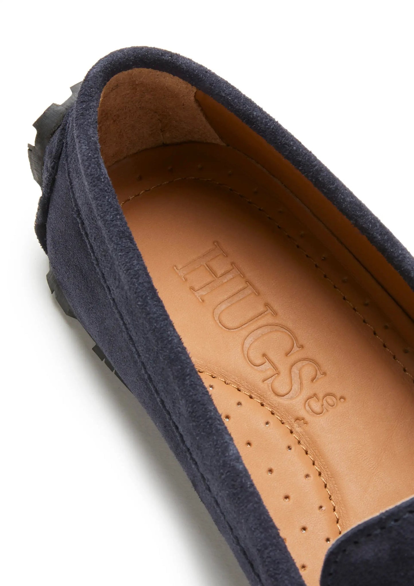 Women's Tyre Sole Penny Loafers, navy blue suede by Hugs & Co.