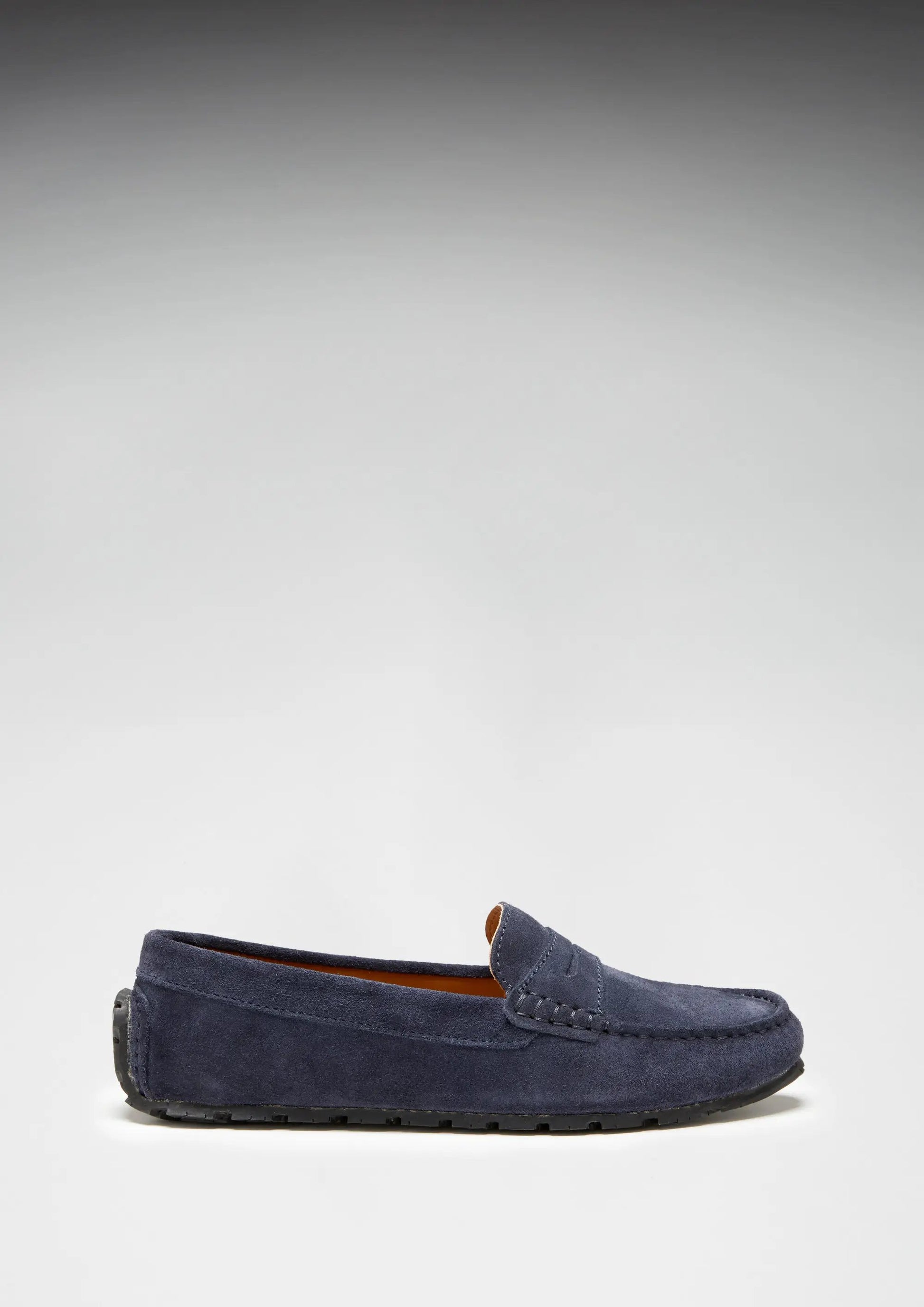 Women's Tyre Sole Penny Loafers, navy blue suede by Hugs & Co.