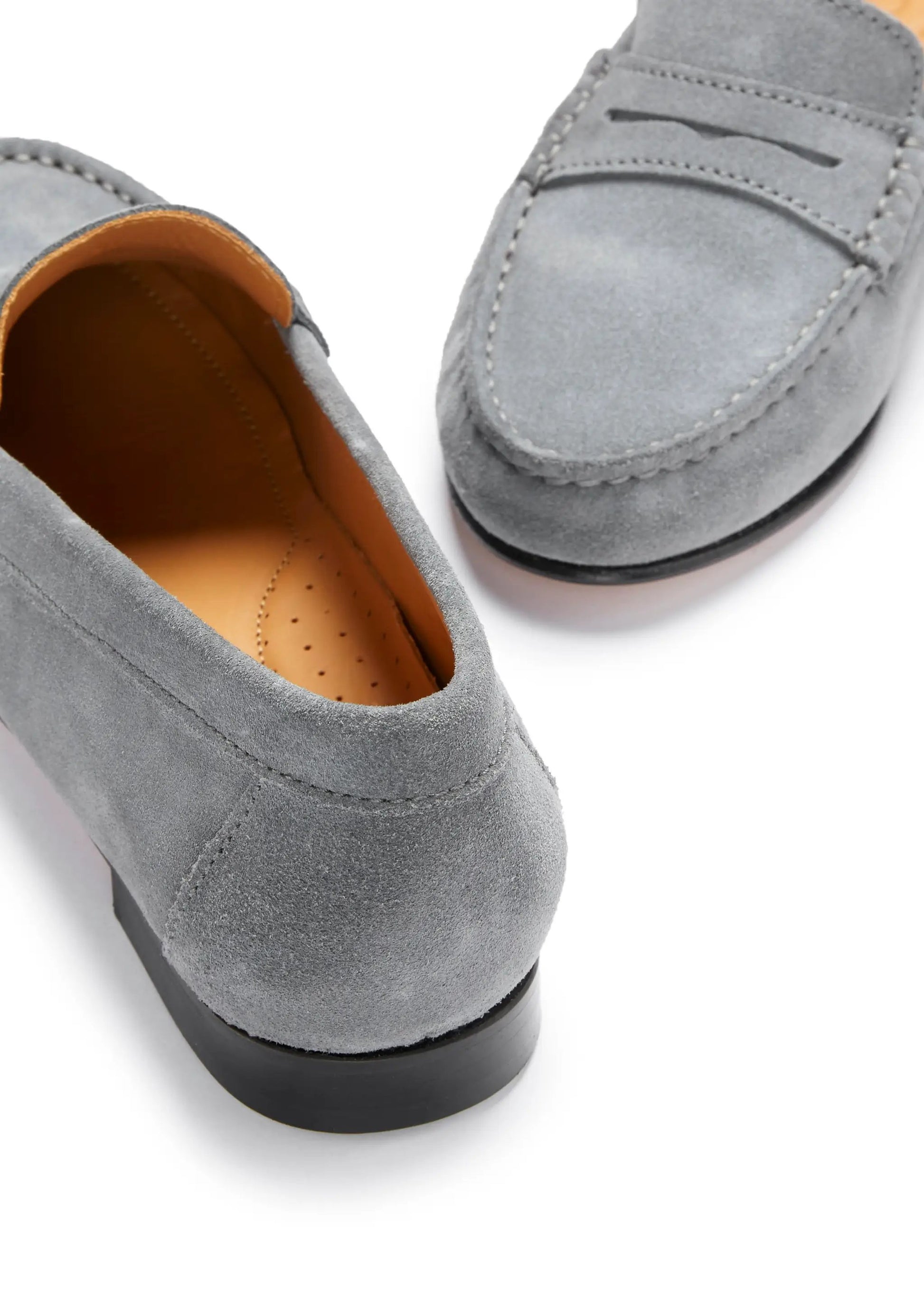 Women's Penny Loafers Leather Sole, slate grey suede by Hugs & Co.
