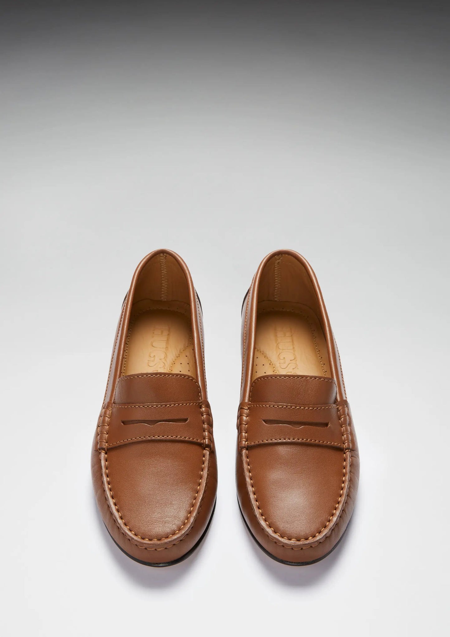Women's Penny Loafers Leather Sole, tan leather by Hugs & Co.