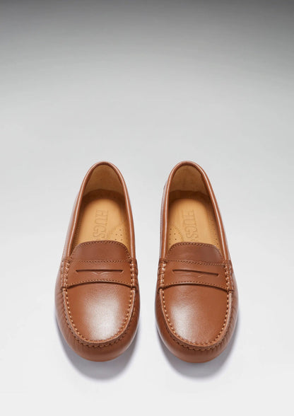 Women's Penny Driving Loafers, tan leather by Hugs & Co.