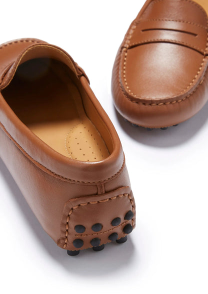 Women's Penny Driving Loafers, tan leather by Hugs & Co.