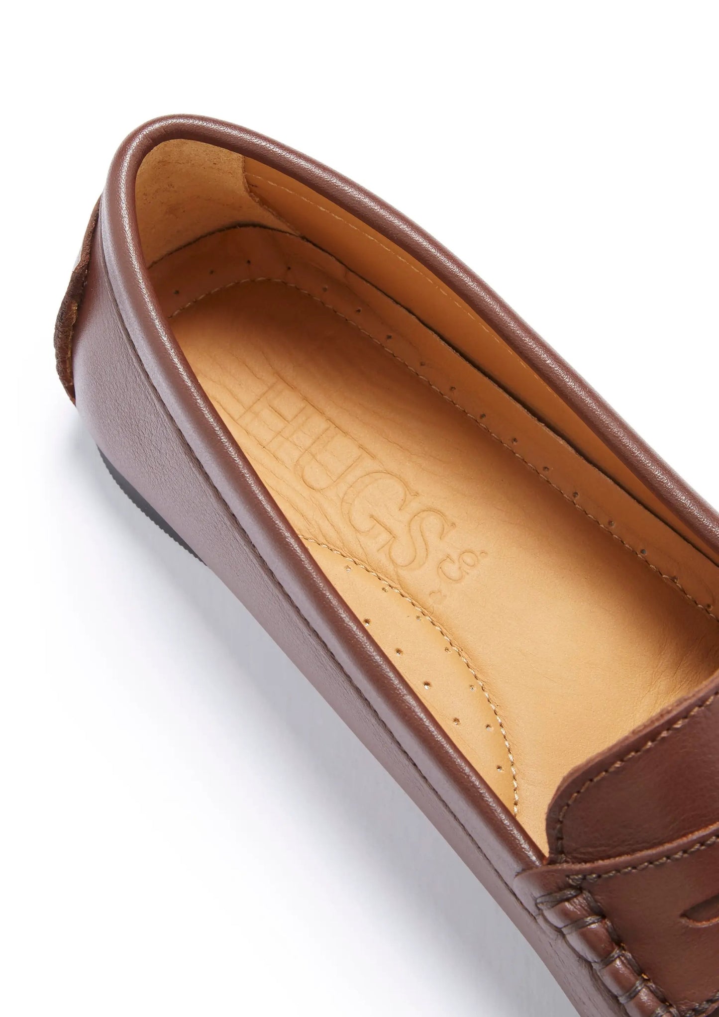 Women's Penny Driving Loafers Full Rubber Sole, brown leather by Hugs & Co.