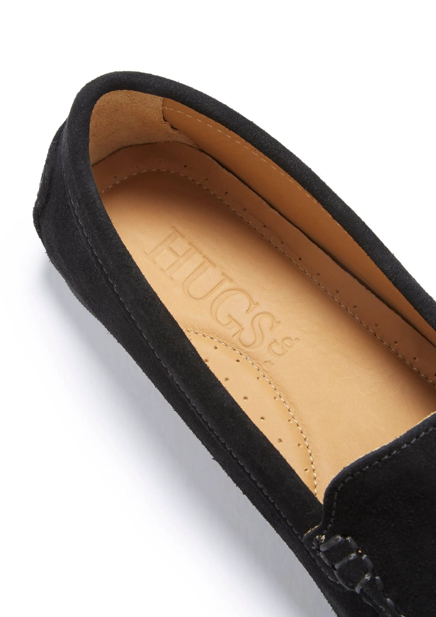 Women's Tasselled Driving Loafers Full Rubber Sole, black suede by Hugs & Co.