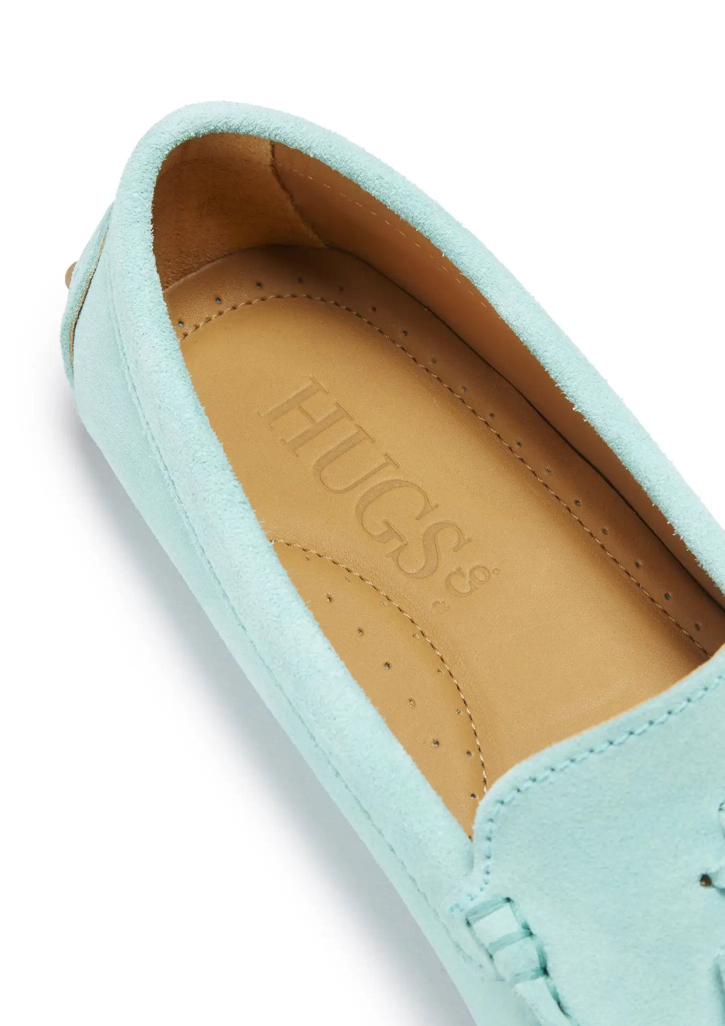 Women's Tasselled Driving Loafers, aqua suede by Hugs & Co.
