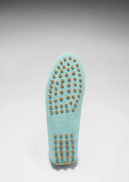 Women's Tasselled Driving Loafers, aqua suede by Hugs & Co.