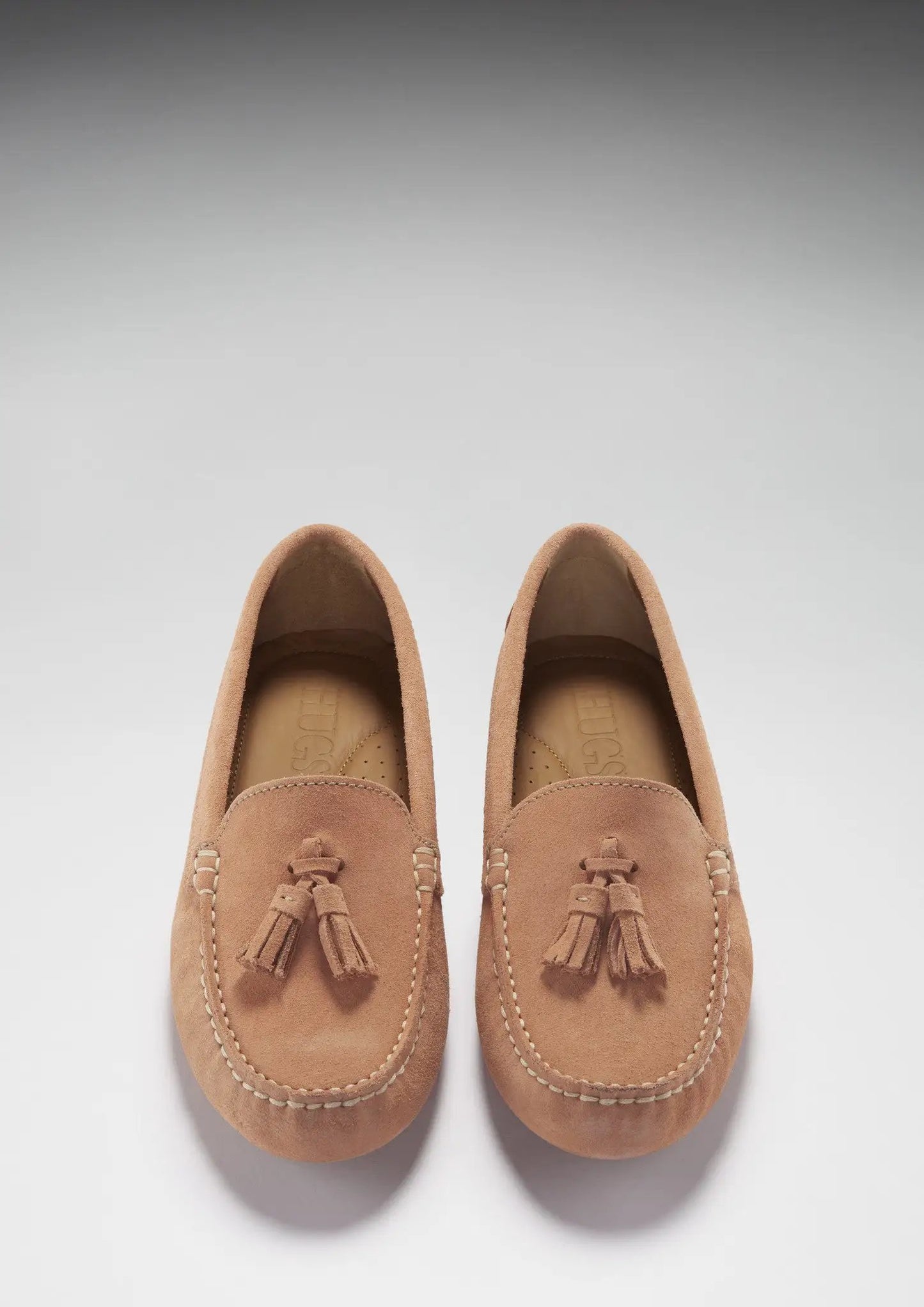 Women's Tasselled Driving Loafers, peach suede by Hugs & Co.