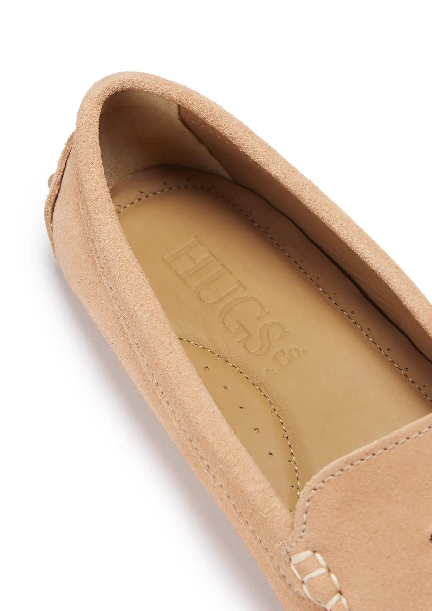 Women's Tasselled Driving Loafers, peach suede by Hugs & Co.